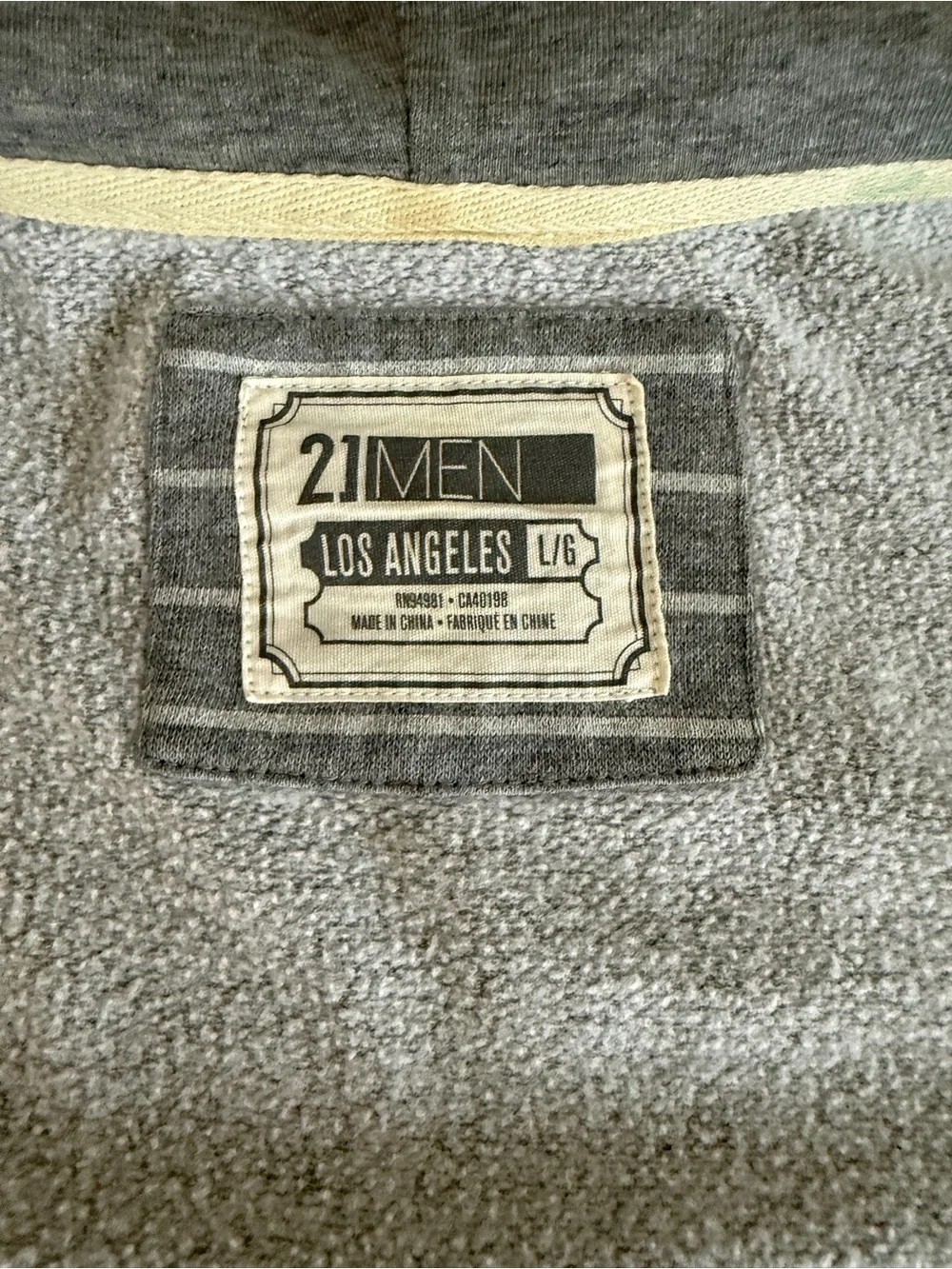 Forever 21 Men Gray Striped Zip-up Hoodie Soft & Cuddly Large